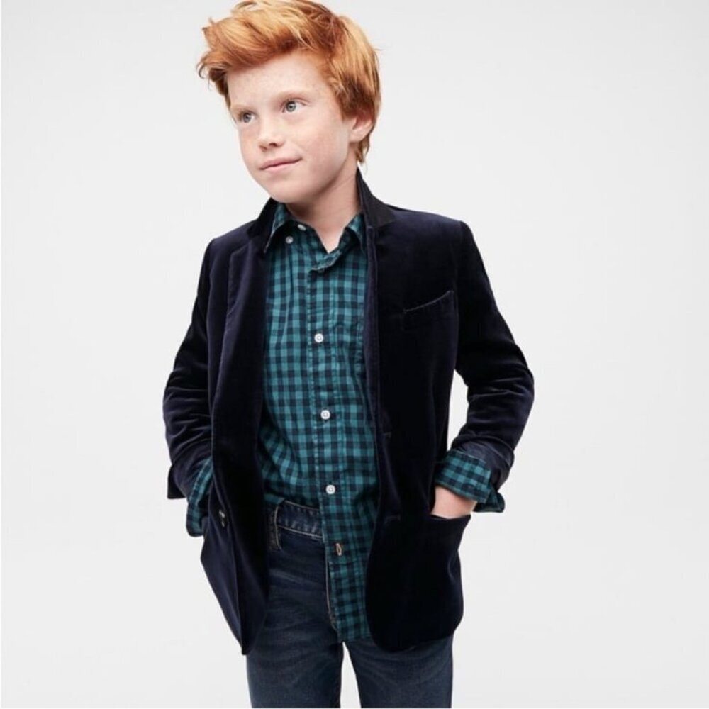 CREWCUTS Boys Velvet Ludlow Blazer Midnight Navy Blue Classic Formal Jacket 7